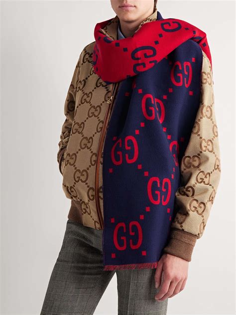 gucci wool and silk jacquard scarf